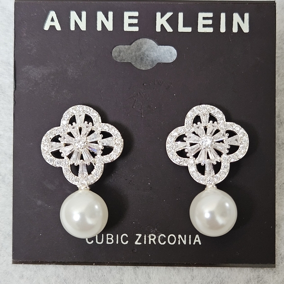 Anne KleinPearl Crystal Drop Earrings - Picture 4 of 10